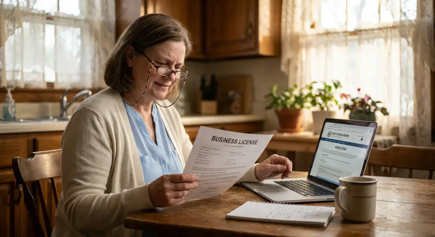 verify business license online on a job site for local service businesses